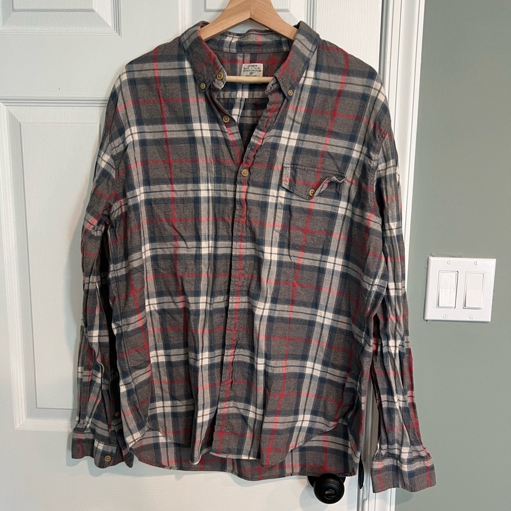 J. Crew Men's Gray Plaid Workshirt